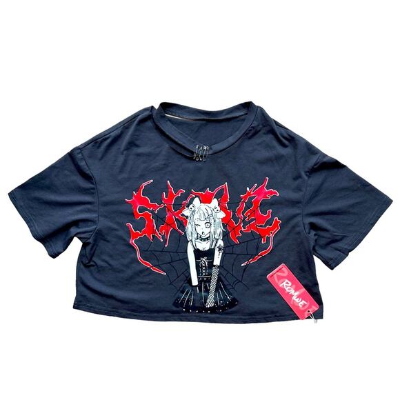 NWT Romwe Anime Girl Boxy Fit Crop Top Size Medium - Picture 1 of 10